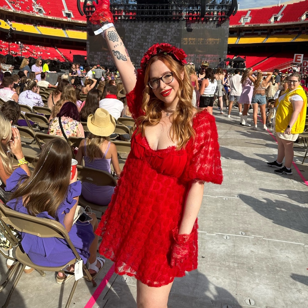 For Love and Lemons Red Rose Dress